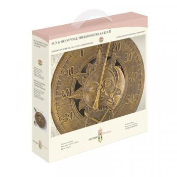 Preview: Wanduhr mit Motiv Sonne und Uhr an der Wand hängend.